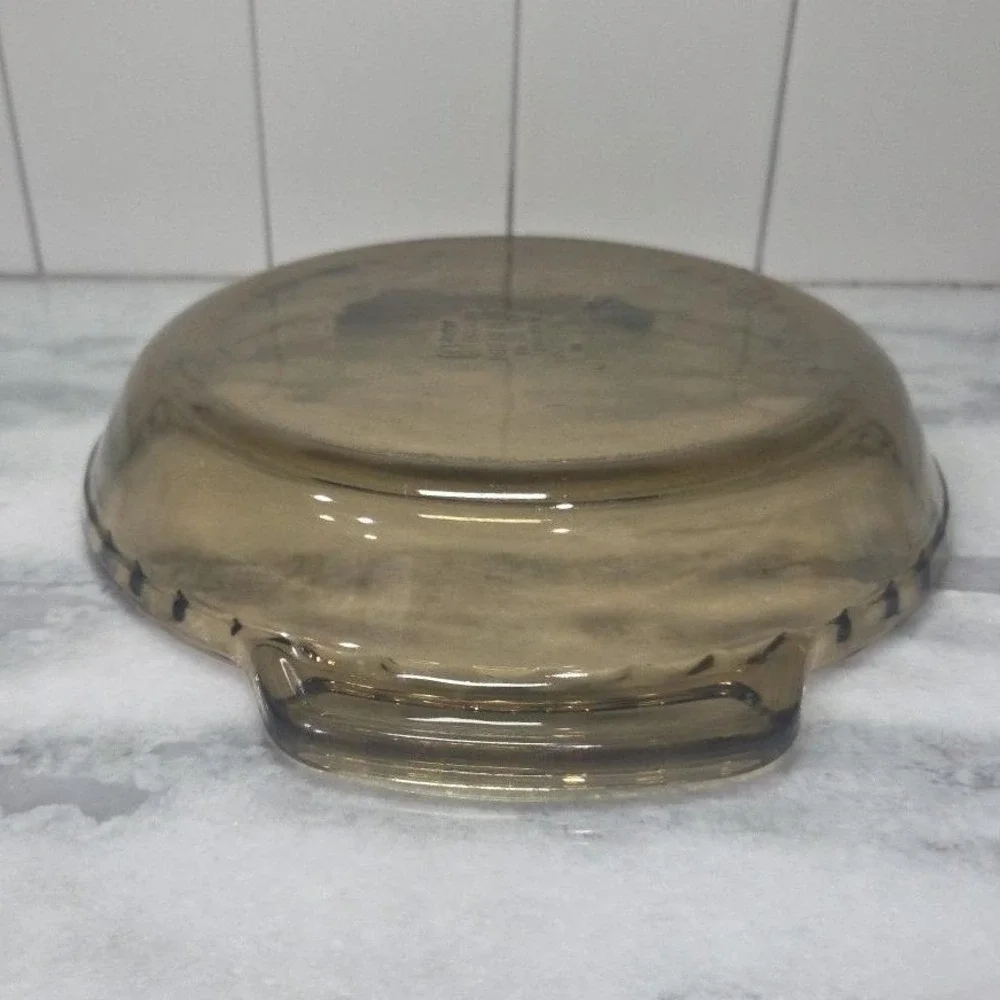 Anchor‎ Hocking Amber 1qt Deep Dish Pie Plate #1075, Ovenware, Fluted Handles